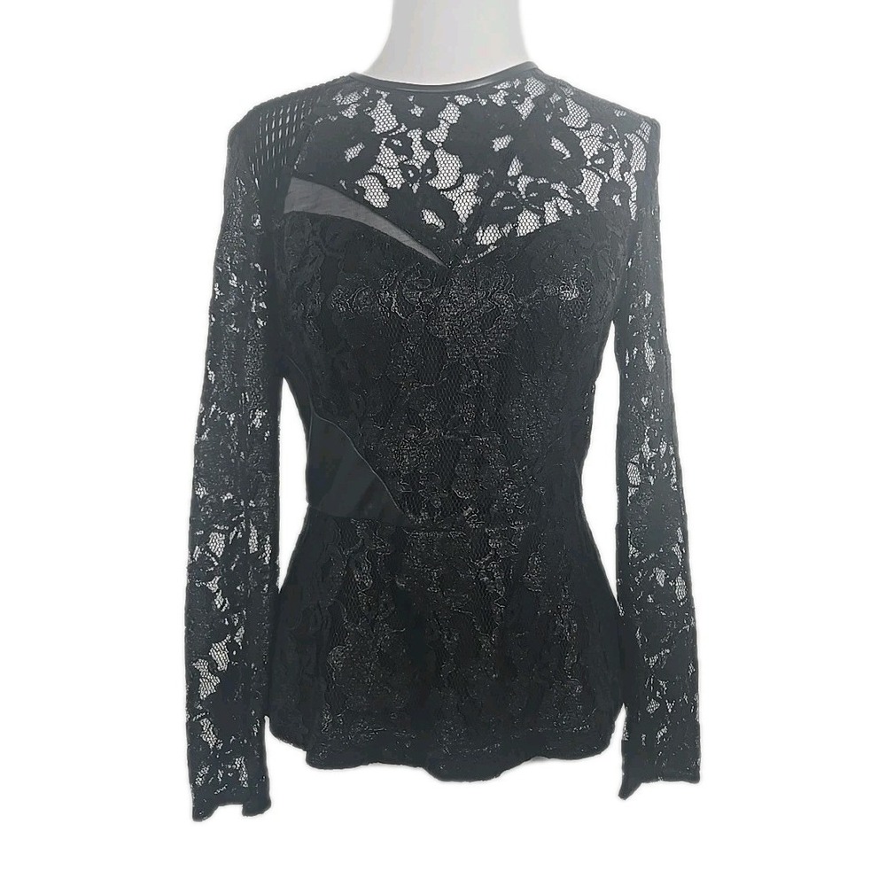 Yigali Azrouel New York Size 8 Black Contrast Long Sleeve Exposed Zipper Top